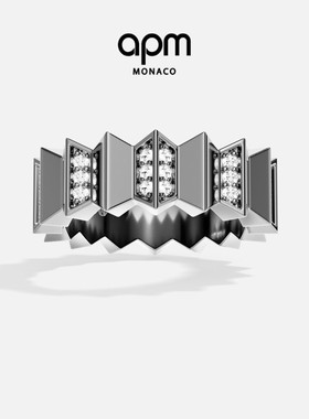 [明星同款]APM Monaco XL Up and Down戒指灰色几何波浪设计手饰