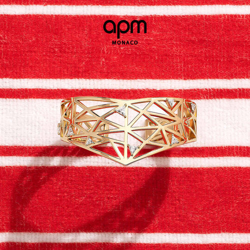 [夏季新品]APM Monaco金黄色个性迷宫Labyrinthe手镯个性手饰礼物
