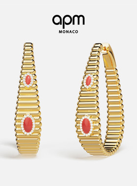 [夏季新品]APM Monaco金黄色红宝石圈形LES CALANQUES耳环耳饰