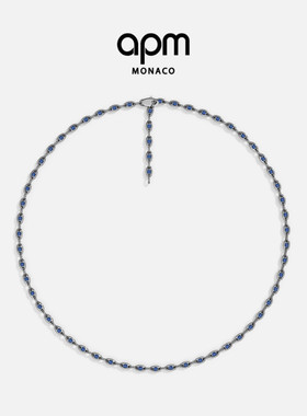 APM Monaco密镶链环长项链银饰简约锁骨链首饰时尚送人生日礼物