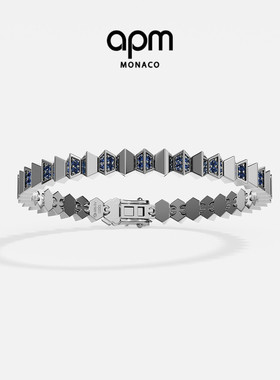 APM Monaco海军蓝Up and Down手链深灰撞色手饰波浪几何圣诞礼物