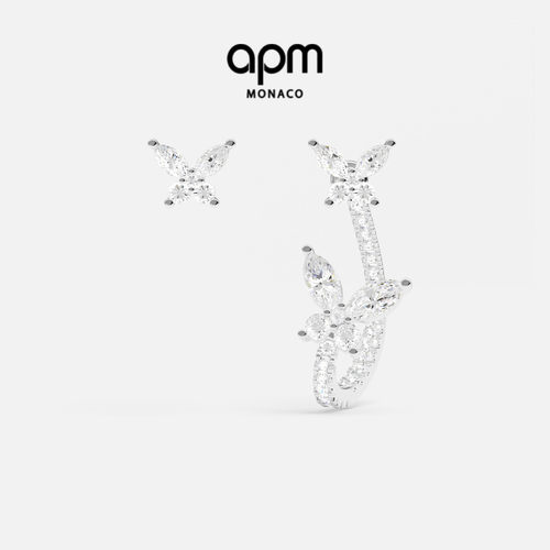 APM不对称蝴蝶耳环银设计感