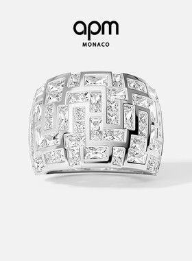 [杨紫同款]APM Monaco宽版Ice冰块戒指男银手饰中性38妇女节礼物