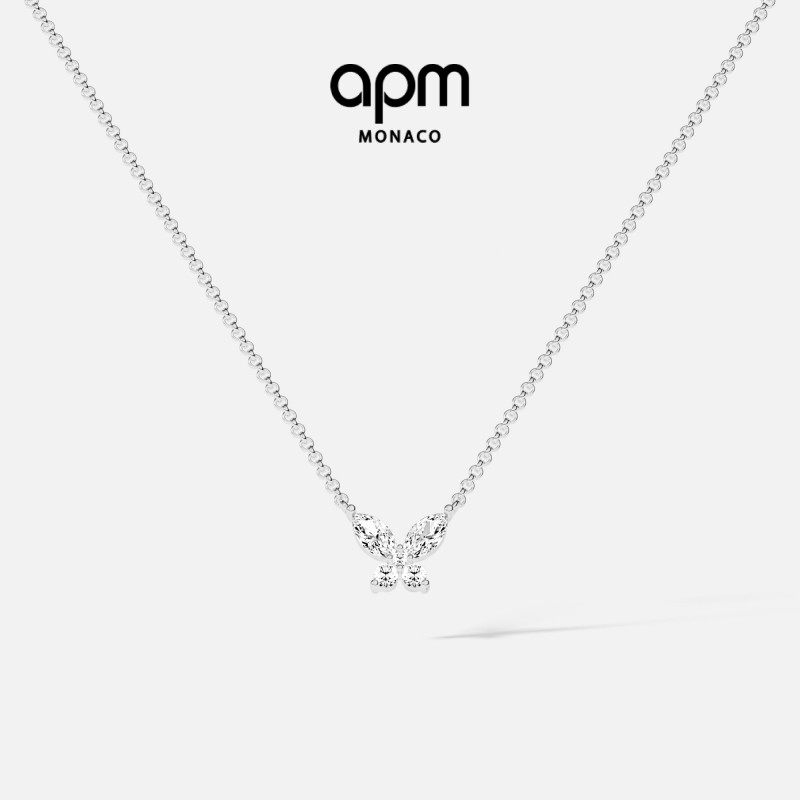 APM Monaco蝴蝶项链白色浪漫可调节灵动精致优雅520礼物