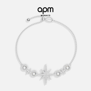 Monaco密镶流星与圆圈可调节手链轻奢六芒星手饰送人生日礼物 APM