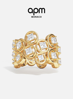 [夏季新品]APM Monaco金黄色不规则气泡Les Bulles d'Eau戒指礼物