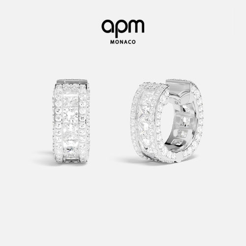 APM密镶圈形耳环小巧精致送礼