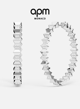 [杨紫同款]APM Monaco银白色XL Up and Down圈形耳环耳饰新年礼物