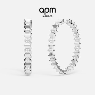 [杨紫同款]APM Monaco银白色XL Up and Down圈形耳环情人节礼物