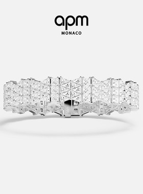 【618活动】APM Monaco Art Deco Pavé手链宽版密镶白色手饰礼物