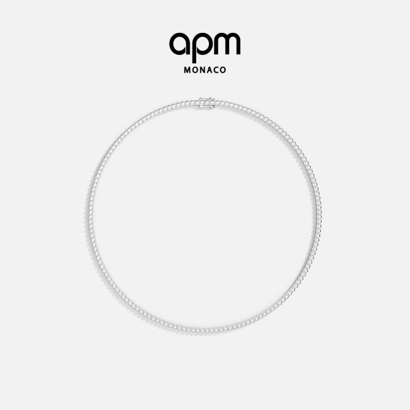 APM Monaco密镶项圈银白色项链经典简约大气首饰送人生日礼