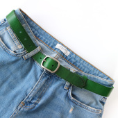 结实超软头层牛皮带简约百搭牛仔裤 腰带女绿色紫色棕色红色黑色