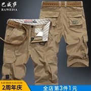 Mùa hè 2019 dụng cụ quần short nam năm quần thanh niên cotton cắt quần kích thước lớn quần rộng bãi biển giản dị - Quần short