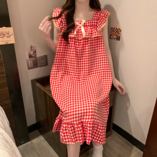 吊带带可胸垫可爱公主风卡通ins蕾丝家居服睡衣裙夏天 睡裙女夏季