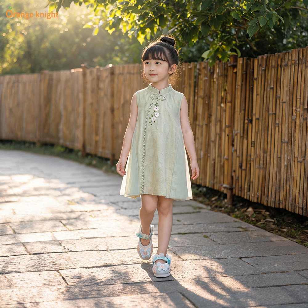 小女孩旗袍连衣裙夏装款古风儿童民族风刺绣汉服新中式无袖背心裙