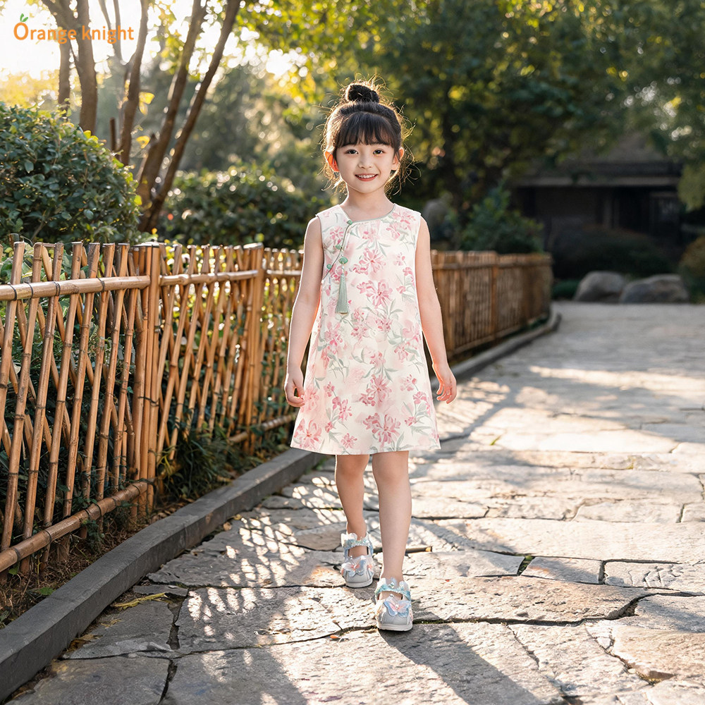 国风女童连衣裙2026夏季新款小女孩新中式复古旗袍汉服童装背心裙