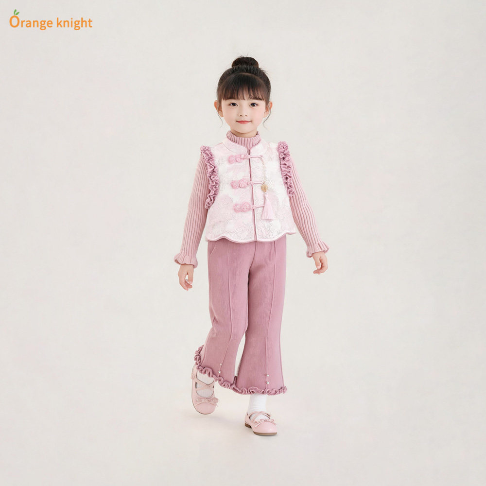 女童秋冬季厚款三件套拜年服中国风小女孩新中式唐装衣服汉服套装