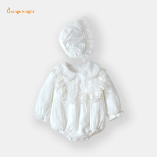 婴幼儿包屁衣秋冬装加绒女宝宝哈衣可爱满月百天周岁礼服过年衣服