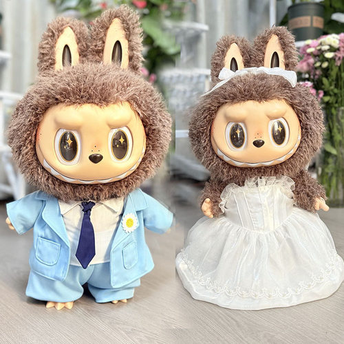 仅衣服】58cm拉布布衣服ZIMOMO娃衣LABUBU婚纱情侣套装志龙西装