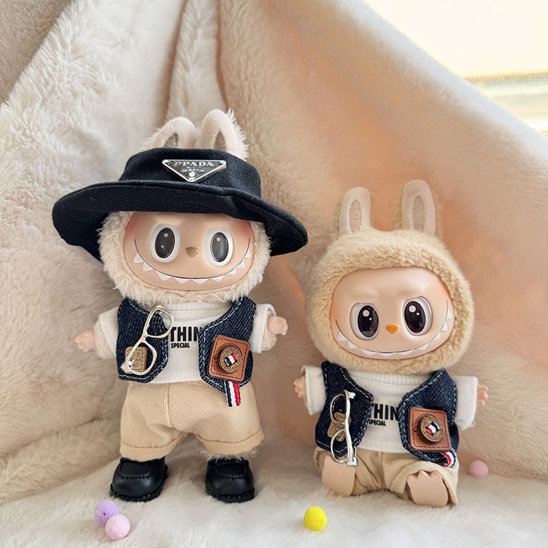 一二三代钥匙扣Labubu衣服马卡龙挂件拉布布坐坐派对幸福老头