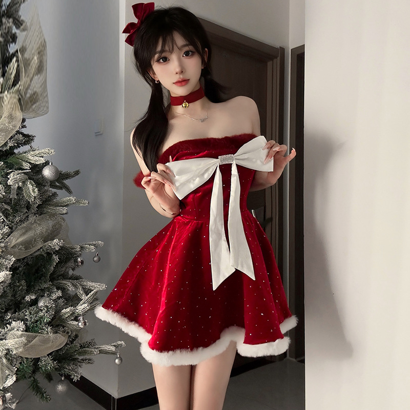 圣诞性感兔女郎cos抹胸短裙