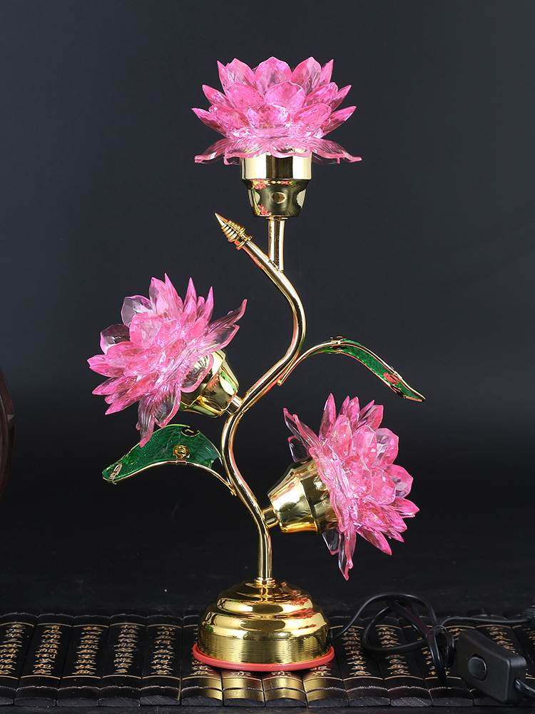 七彩led莲花灯佛供灯三品七品佛前供灯长明灯荷花灯桌面装饰灯