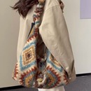 民族风毛呢毛绒包 拉链可调节抽绳单肩斜挎包复古通勤包 秋冬新款