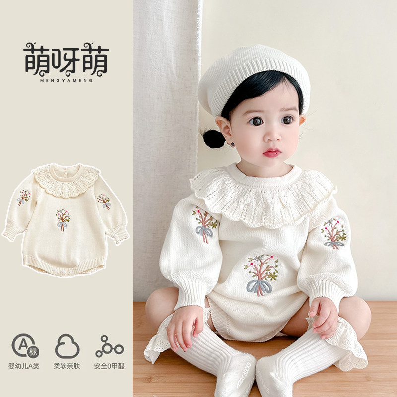 宝宝毛线针织连体衣外出服春秋