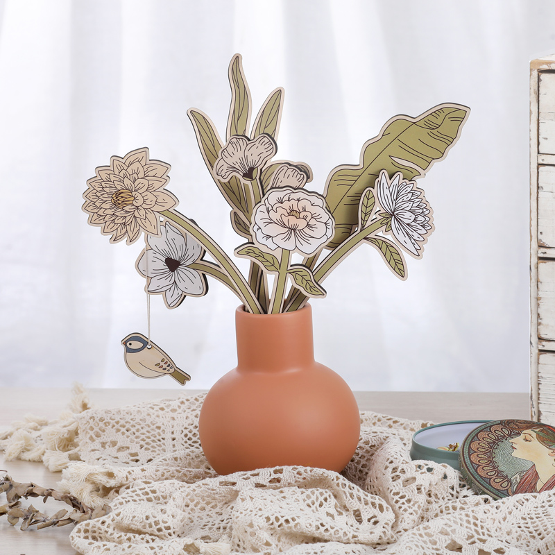 应素北欧木制香氛扩香花卡仿真花假花摆件客厅节日礼物花卉花束