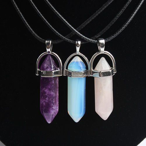 Hexagonal column necklace natural crystal pendant Stone Pend