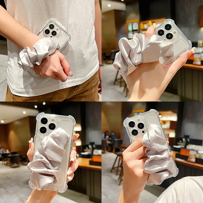 苹果16promax手机壳iPhone15手腕带13女款14创意丝绸12防摔11小众ins风16全包15promax保护套pro外壳单手适用