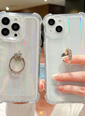 适用iPhone17promax手机壳13苹果16promax指环支架14透明15气囊防摔12镭射11潮牌15p女款14pro保护套13pm简约