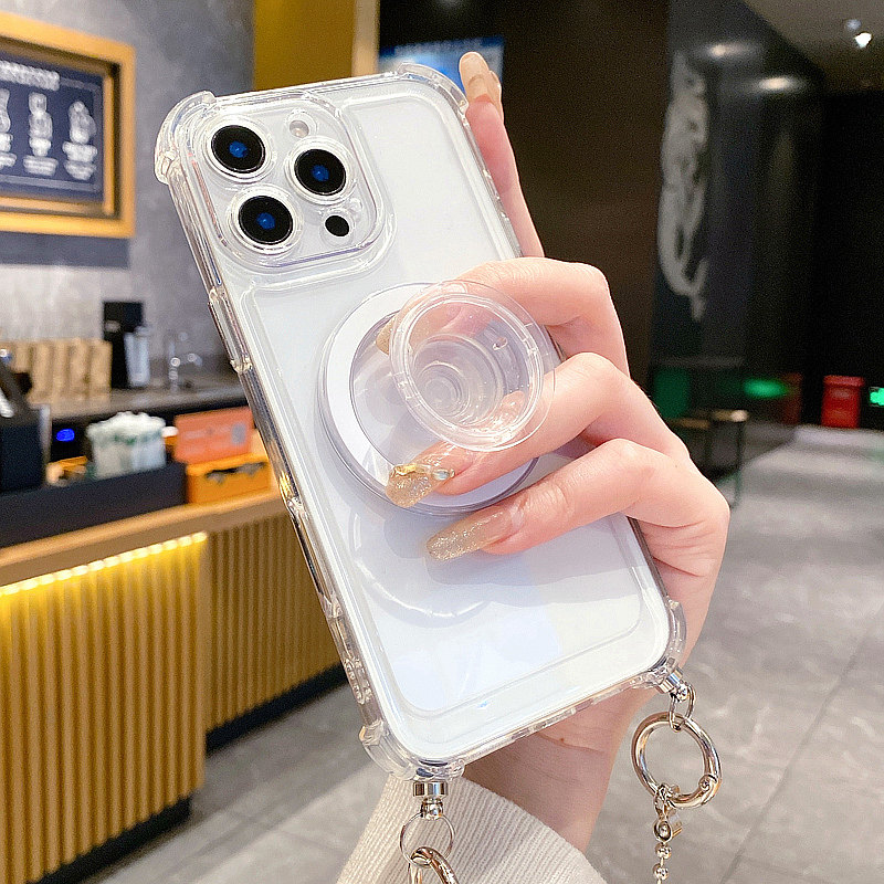 适用16promax苹果iPhone17/16/15/14/13/12/11手机壳15pro斜挎背带链子17pro磁吸支架16p透明13pro保护套防摔