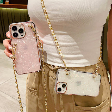 梦幻贝壳适用iPhone16promax手机壳15promax苹果14pro女款13pm仙女14promax斜挎背带15pro防摔保护套链条挂绳