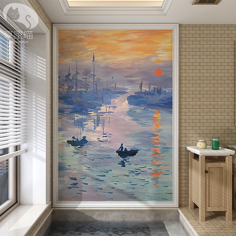梵高日出油画艺术瓷砖背景墙定制