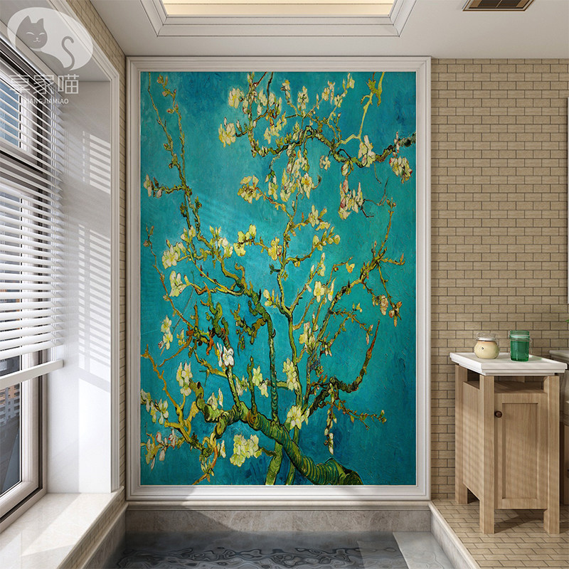 梵高杏花油画瓷砖背景墙个性定制