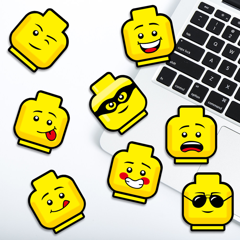 lego乐高玩具卡通积木表情包反光防水贴纸摩托车汽车装饰趣味车贴