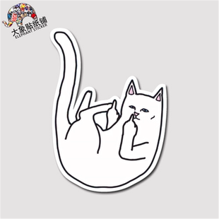 RIPNDIP中指猫贴纸笔记本贴纸 拉杆箱笔记本贴纸 防水不留胶贴纸