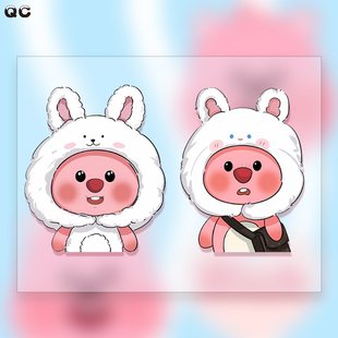 露比loopy小海狸贴纸摩托车卡通可爱划痕遮挡贴画行李箱装饰ins风