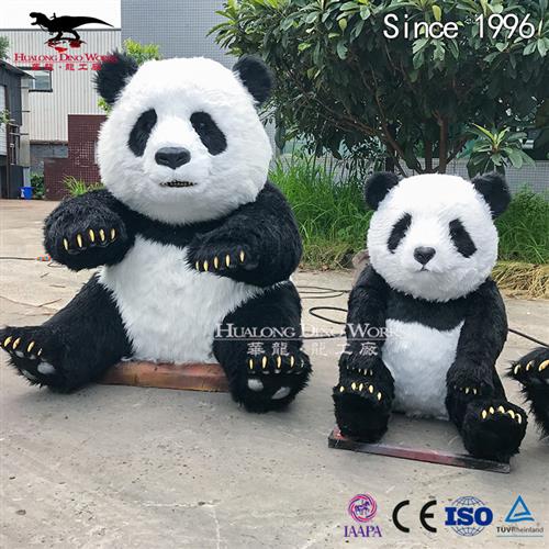 电动仿真动物手工粘毛国宝熊猫花花萌兰福宝二狗飞云缘小人气摆件