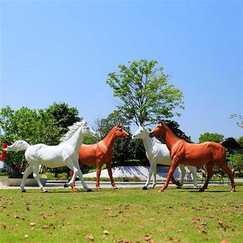 玻璃钢仿真黑白马雕塑摆件花园庭院商场美陈户外园林景观动物装饰
