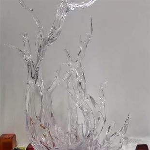 現(xiàn)代簡約透明樹脂浪花雕塑擺件酒店客廳玄關(guān)落地擺件裝 飾工藝品