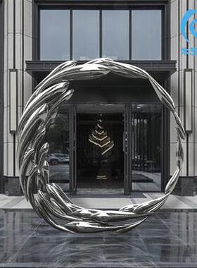 创意抽象水景拉丝鱼雕塑售楼处酒店庭院景观水景不锈钢鱼群雕塑