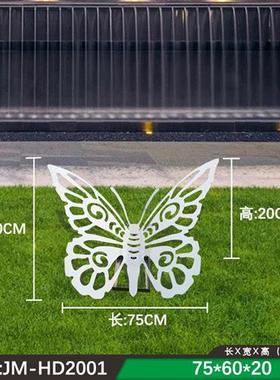 户外铁艺不锈钢镂空发光蝴蝶雕塑园林广场售楼部草坪景观装饰摆件