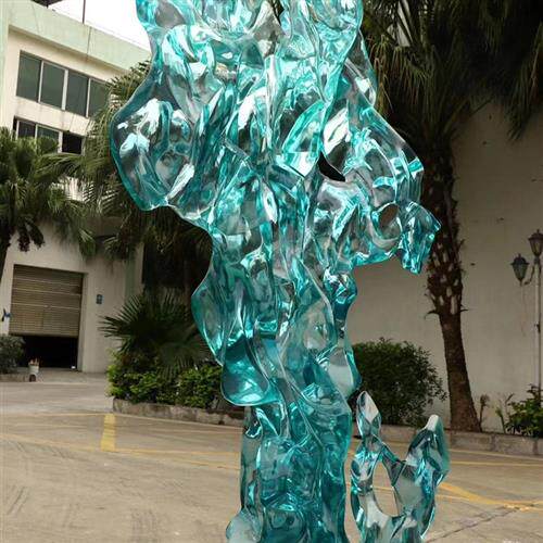 进口透明树脂铂晶太湖石雕塑水晶玻璃玄关售楼部酒店装饰品摆件