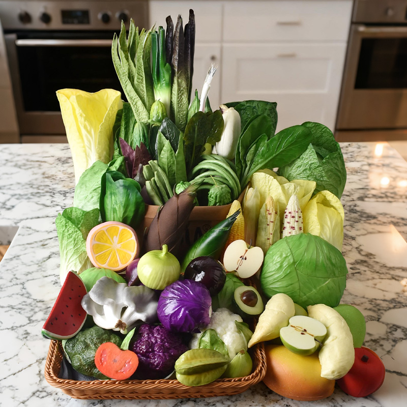 PU仿真生菜叶假水果蔬菜青菜玉米苹果厨房餐厅食物装饰摆设道具