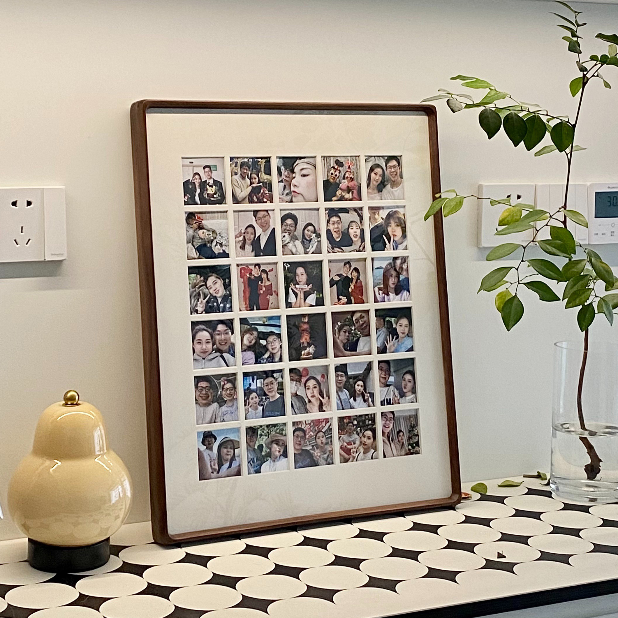 九宫格相框照片定制diy打印挂墙婚纱照情侣纪念宝宝相片实木质框