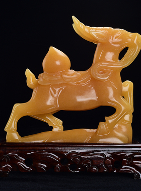 天然米黄玉羊摆件十二生肖家居客厅玄关电视柜酒柜招财风水送礼