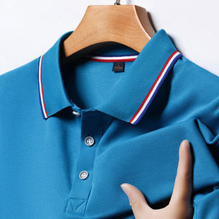 夏装 彩条领Polo衫 定制学校班服翻领t恤上衣家政物业工作服印绣字