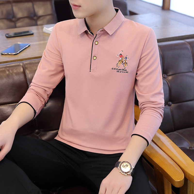 2025春季新款长袖polo衫男士韩版潮流翻领t恤男青年休闲棉打底衫,男装,T恤,淘宝优惠券,粉丝福利购,淘宝优惠卷